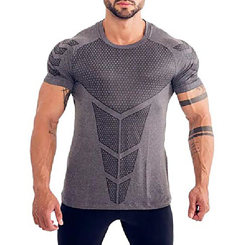 

Men's Short Sleeve Compression Shirt Running Shirt T Shirt Top Athletic Summer Cotton Quick Dry Breathable Soft Fitness Gym Workout Running Exercise Sportswear Black back printing White Black Gray