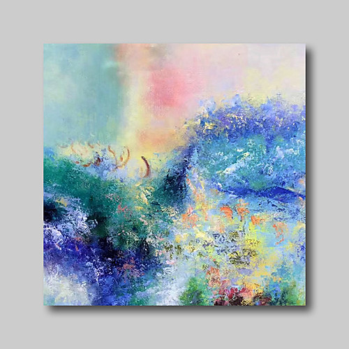 

Oil Painting Hand Painted Square Abstract Abstract Landscape Comtemporary Modern Stretched Canvas