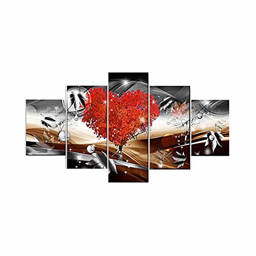 

5 Panel Wall Art Canvas Prints Painting Artwork Picture Heart Home Decoration Décor Rolled Canvas No Frame Unframed Unstretched
