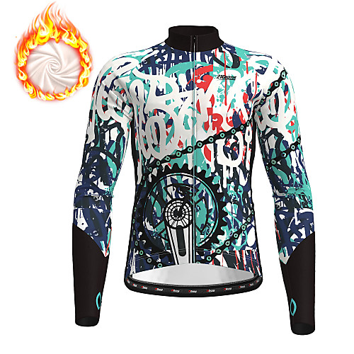 

21Grams Men's Long Sleeve Cycling Jersey Winter Fleece Polyester Green Christmas Gear Bike Top Mountain Bike MTB Road Bike Cycling Fleece Lining Warm Quick Dry Sports Clothing Apparel / Micro-elastic