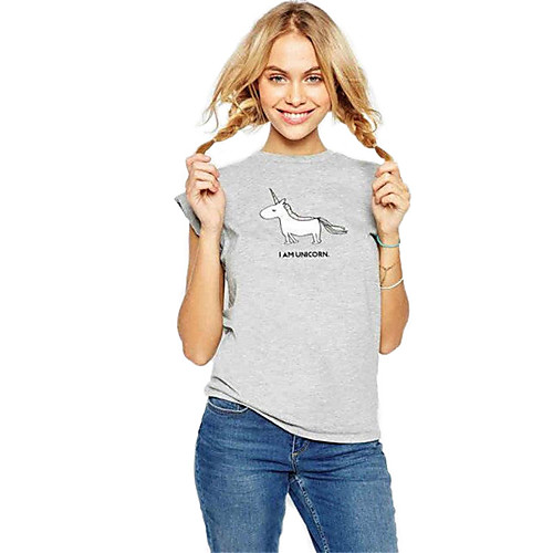 

Women's T shirt Graphic Prints Round Neck Tops Basic Basic Top White Black Gray