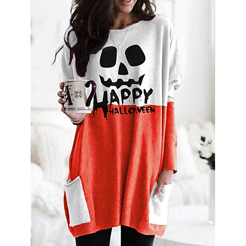 

Women's Shift Dress Short Mini Dress Yellow Rainbow Orange Brown Long Sleeve Print Print Fall Round Neck Casual 2021 S M L XL