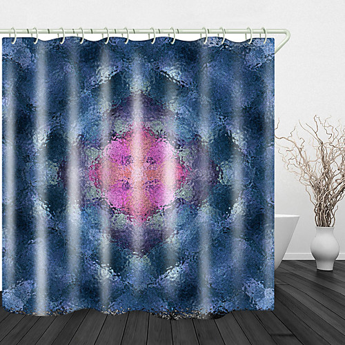

Fuzzy Glass Print Waterproof Fabric Shower Curtain for Bathroom Home Decor Covered Bathtub Curtains Liner Includes with Hooks