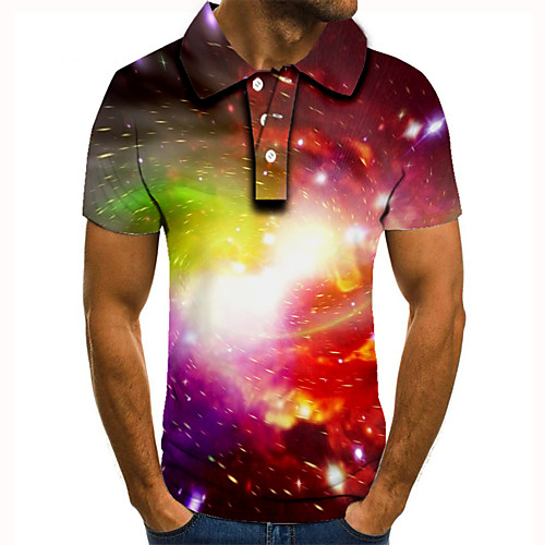 

Men's Golf Shirt 3D Print Graphic Print Short Sleeve Daily Tops Basic Rainbow