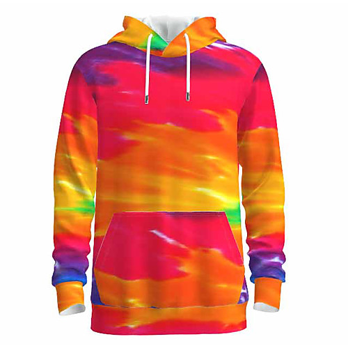 

Men's Pullover Hoodie Sweatshirt Graphic Tie Dye 3D Hooded Daily 3D Print Basic Hoodies Sweatshirts Long Sleeve Orange