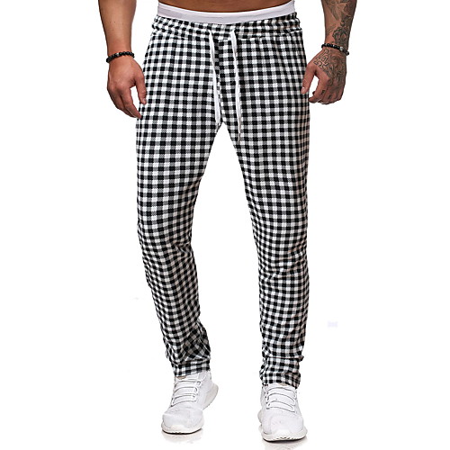 

Men's Streetwear Casual Going out Chinos Pants Plaid Full Length Gray