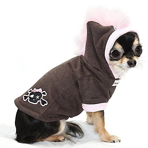 

skull mohawk dog hoodie in pink size: small