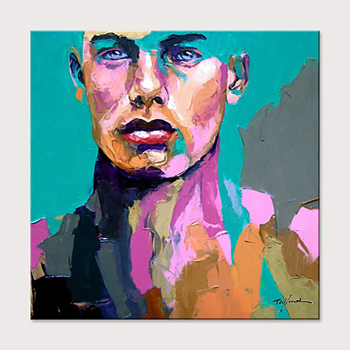 

Oil Painting Hand Painted Square Abstract People Modern Rolled Canvas (No Frame)