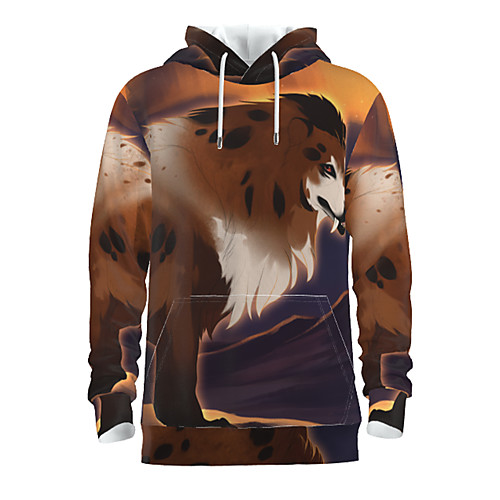 

Men's Pullover Hoodie Sweatshirt Graphic Animal Hooded Daily 3D Print Basic Hoodies Sweatshirts Long Sleeve Brown