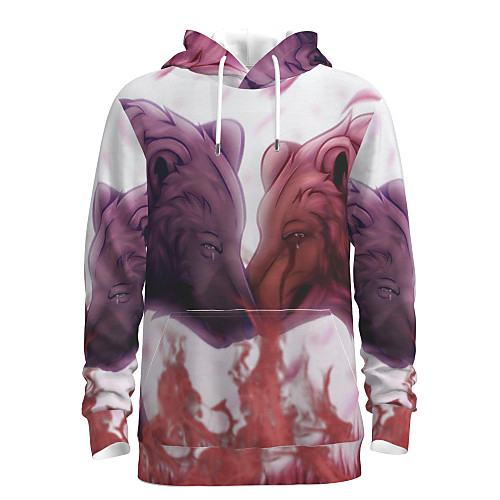 

Men's Pullover Hoodie Sweatshirt Graphic Animal Hooded Daily 3D Print Basic Hoodies Sweatshirts Long Sleeve White
