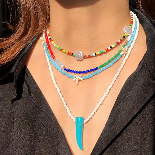 

Women's Pendant Necklace Beaded Necklace Stacking Stackable Star Precious Luxury Unique Design Colorful Fashion Imitation Pearl Glass Stone Rainbow 50 cm Necklace Jewelry 1pc For Street Gift