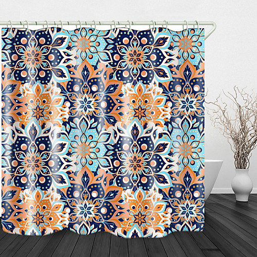 

Ethnic Style big flower Print Waterproof Fabric Shower Curtain for Bathroom Home Decor Covered Bathtub Curtains Liner Includes with Hooks 72 Inch