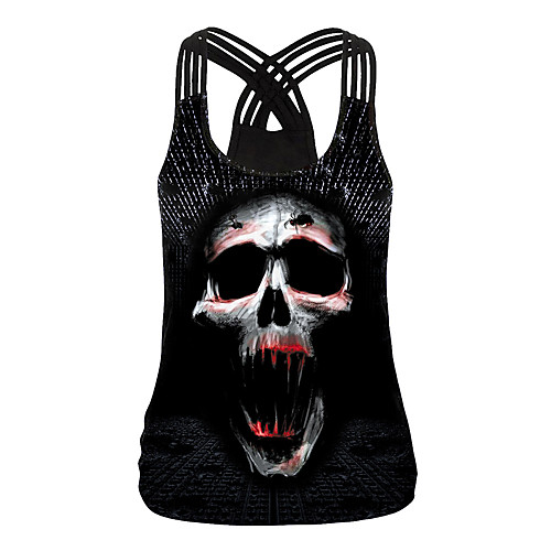 

Women's Halloween Tank Top Bull U Neck Halloween Tops Black