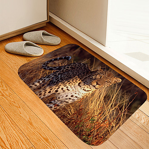 

Grass Cheetah Digital Printing Floor Mat Flowers Kitten Girl Modern Bath Mats Nonwoven / Memory Foam Novelty Bathroom