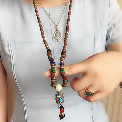 

Women's Pendant Necklace Beaded Necklace Retro Friends Precious Lucky Luxury Unique Design Ethnic Vintage Wooden Resin Alloy Brown 80 cm Necklace Jewelry 1pc For Street Gift Prom Birthday Party