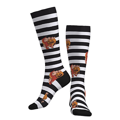 

Compression Socks Long Socks Over the Calf Socks Athletic Sports Socks Cycling Socks Women's Men's Bike / Cycling Breathable Soft Comfortable 1 Pair Stripes Graphic Novelty Cotton Black S M