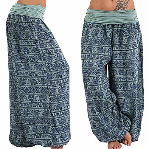 

yoga pants,women's elastic waist printed loose lounge trousers newonesun 2019 new army green