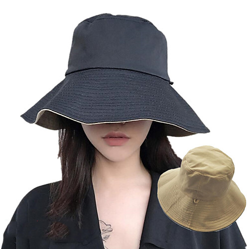 

Women's Sun Hat Hiking Hat Bucket Hat 1 PCS Wide Brim Outdoor Portable Breathable Quick Dry Ultraviolet Resistant Hat Patchwork Solid Color Cotton Black for Fishing Climbing Beach