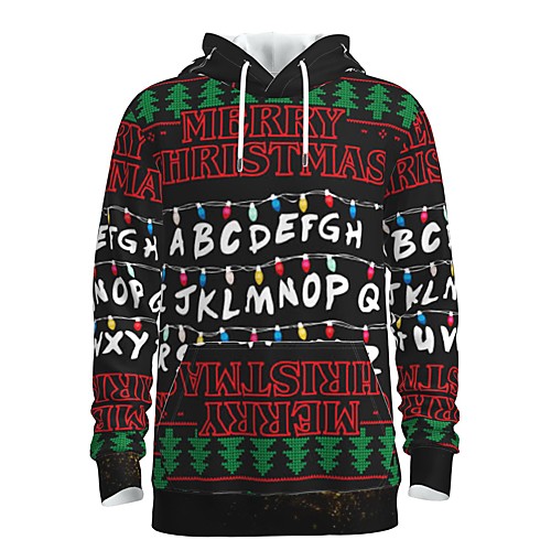 

Men's Pullover Hoodie Sweatshirt Graphic 3D Letter Hooded Daily 3D Print Basic Christmas Hoodies Sweatshirts Long Sleeve Black