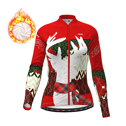 

21Grams Women's Long Sleeve Cycling Jersey Winter Fleece Polyester Red Blue Green Christmas Bike Top Mountain Bike MTB Road Bike Cycling Fleece Lining Warm Quick Dry Sports Clothing Apparel