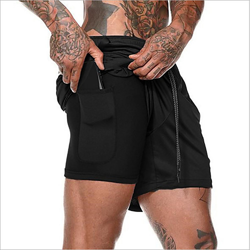 

Men's Active Basic Outdoor Sports Activewear Outdoor Shorts Pants Solid Colored Short 2 in 1 Drawstring Fake two piece White Black Army Green Khaki Green