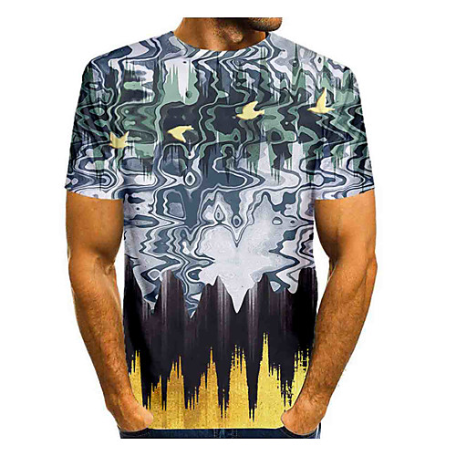 

Men's T shirt 3D Print Graphic Abstract Short Sleeve Daily Tops Basic Round Neck White