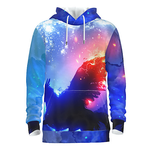 

Men's Pullover Hoodie Sweatshirt Graphic Animal Hooded Daily 3D Print Basic Hoodies Sweatshirts Long Sleeve Blue