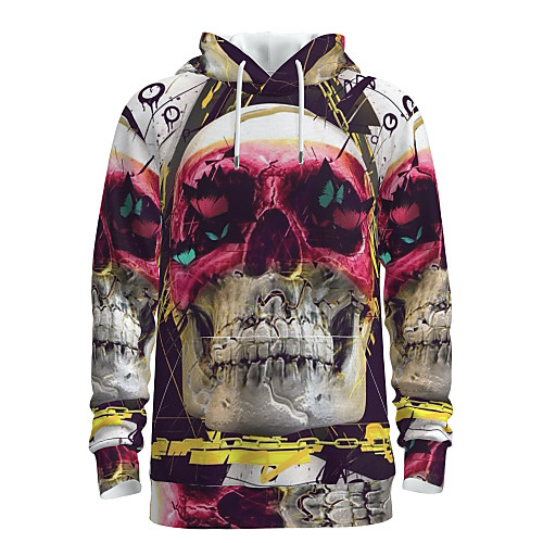

Men's Pullover Hoodie Sweatshirt Graphic Skull Hooded 3D Print Basic Halloween Hoodies Sweatshirts Long Sleeve Rainbow