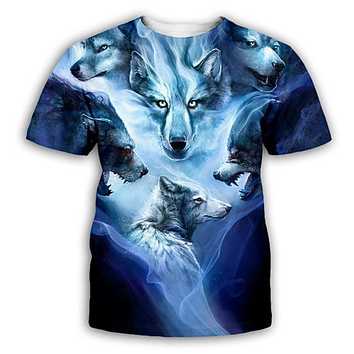 

Men's T shirt 3D Print Graphic Print Short Sleeve Party Tops Exaggerated Navy Blue