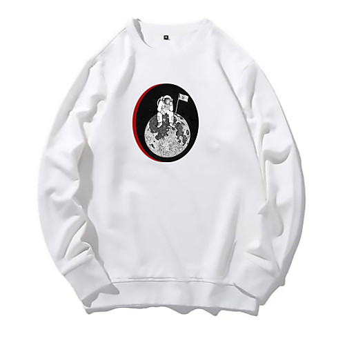 

Men's Pullover Sweatshirt Print Daily Other Prints Basic Hoodies Sweatshirts White