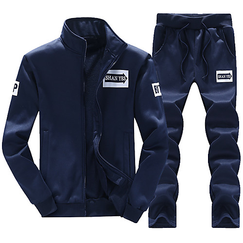 

Men's 2 Piece Full Zip Tracksuit Sweatsuit Casual Athleisure 2pcs Long Sleeve Thermal Warm Breathable Soft Running Jogging Sportswear Plus Size Sweatshirt White Black Grey Dark Blue Activewear