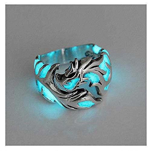 

womens mens ring 1pc women and men allergy free glow in the dark luminous dragon ring party gifts silver blue green
