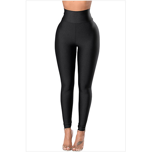 

Women's Basic Breathable Daily Leggings Pants Solid Colored Full Length Black