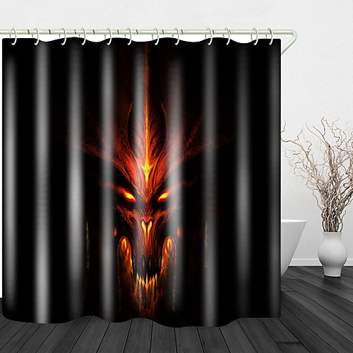 

Halloween Devil Head Digital Printing Shower Curtain English Green Leaf Digital Printing Shower Curtain Shower Curtains & Hooks Modern Polyester New Design