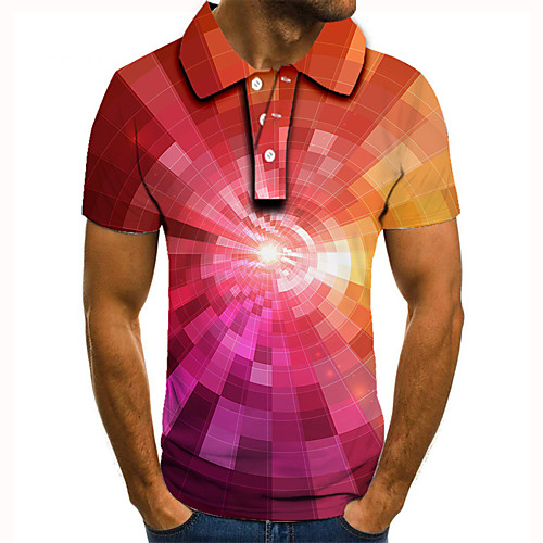 

Men's Golf Shirt 3D Print Graphic Optical Illusion Print Short Sleeve Daily Tops Basic Red