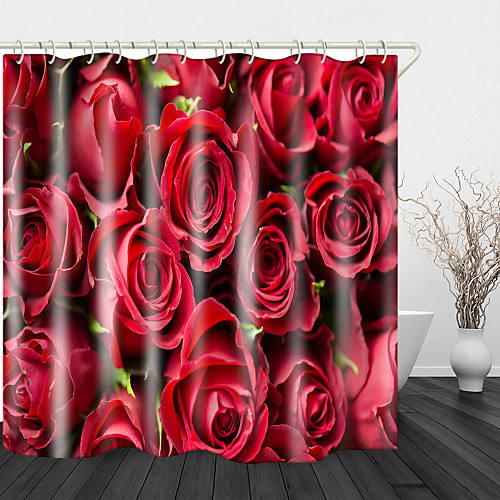 

Bright red RoseBeautiful Back Print Waterproof Fabric Shower Curtain for Bathroom Home Decor Covered Bathtub Curtains Liner Includes with Hooks 72 Inch