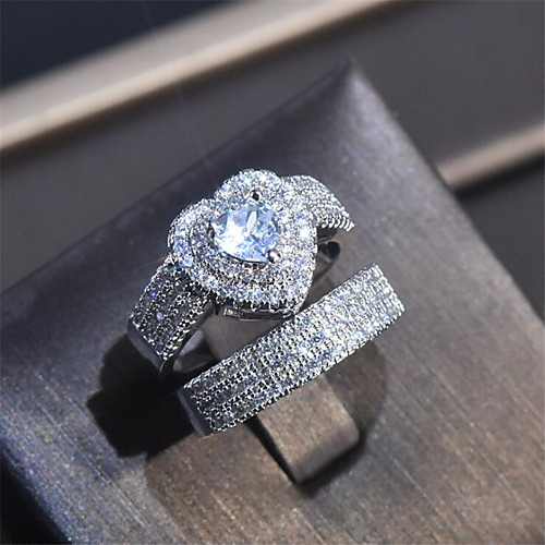 

Band Ring Cubic Zirconia Classic White Copper Imitation Diamond Heart Fashion 1 set 7 8 9 / Women's