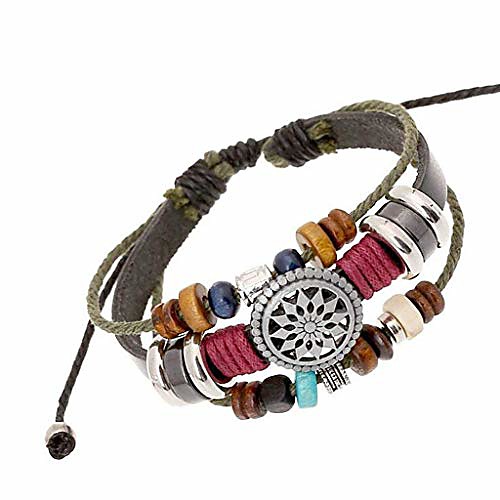 

vintage bohemia beaded bracelet, multilayer hand woven wristbands, hemp cords wrap bracelet jewelry for men and women (black)