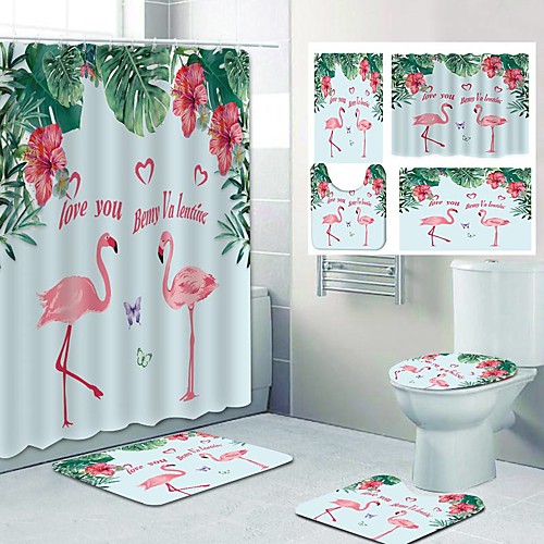 

Fresh Pattern PrintingBathroom Shower Curtain Leisure Toilet Four-Piece Design