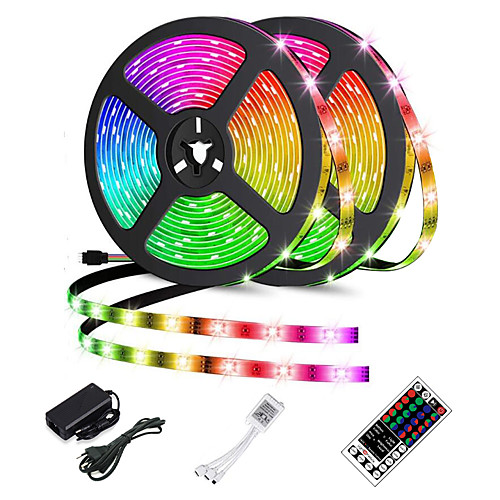 

2x5M LED Light Strips Light Sets RGB Tiktok Lights 60pcsMeter 2835 SMD 8mm with 44Key IR Controller 12V 2A Desktop Power Supply Soft Light Strip Kit