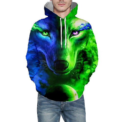 

Men's Pullover Hoodie Sweatshirt Graphic Animal Daily 3D Print Basic Hoodies Sweatshirts Green