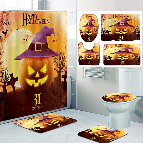 

Halloween Pattern PrintingBathroom Shower Curtain Leisure Toilet Four-Piece Design