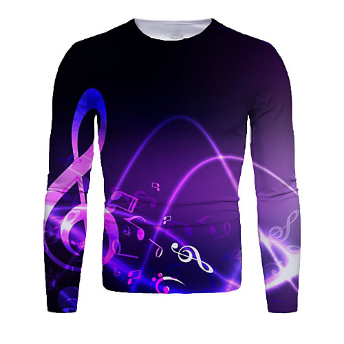 

Men's T shirt 3D Print Graphic Long Sleeve Daily Tops Personalized Basic Chic & Modern Round Neck Black