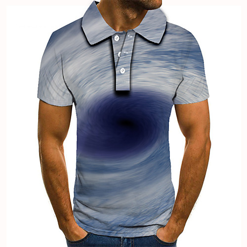 

Men's Golf Shirt Tennis Shirt 3D Print Graphic Optical Illusion Print Short Sleeve Daily Tops Basic Light Blue