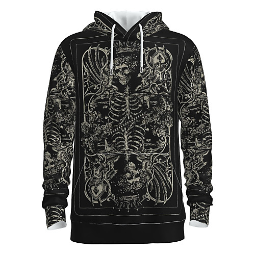 

Men's Pullover Hoodie Sweatshirt Skull Hooded Halloween 3D Print Basic Halloween Hoodies Sweatshirts Long Sleeve Black
