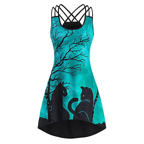 

Animal Design Vacation Dress Summer Dress Prom Dress Women's Costume White / Purple / Green Vintage Cosplay Halloween Sleeveless Short / Mini A-Line