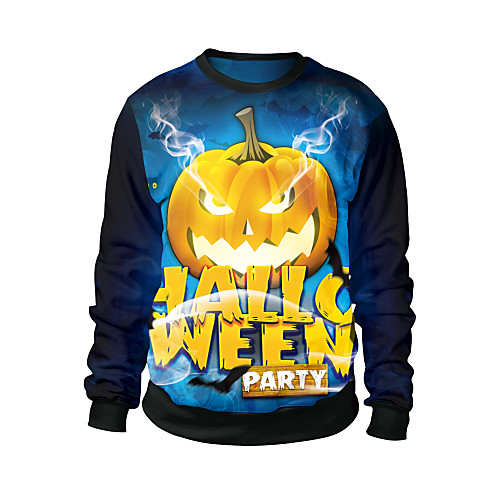 

Women's Pullover Sweatshirt Print Graphic Letter Monograms Daily 3D Print Halloween Hoodies Sweatshirts Blue