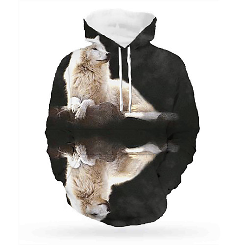 

Men's Pullover Hoodie Sweatshirt Graphic Animal Hooded Daily 3D Print Basic Hoodies Sweatshirts Long Sleeve Black