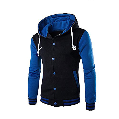 

winter slim hoodie warm hooded men coat jacket outwear sweater sweatshirt blue