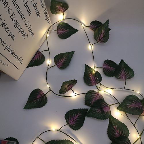 

2.4M 30LEDs New Purple Leaf Vine LED String Lights AA Battery Operated Fairy Lights Family Party Wedding Valentine's Day Garden Balcony Decoration Lights